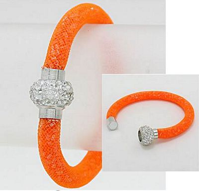 Bracelet Mesh with Crystals - Magnetic Clasp